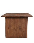 Nine Piece Brown Solid Wood Dining Set with Eight Chairs