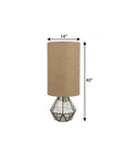 40" Silver Geometric Table Lamp With Cylinder Shade