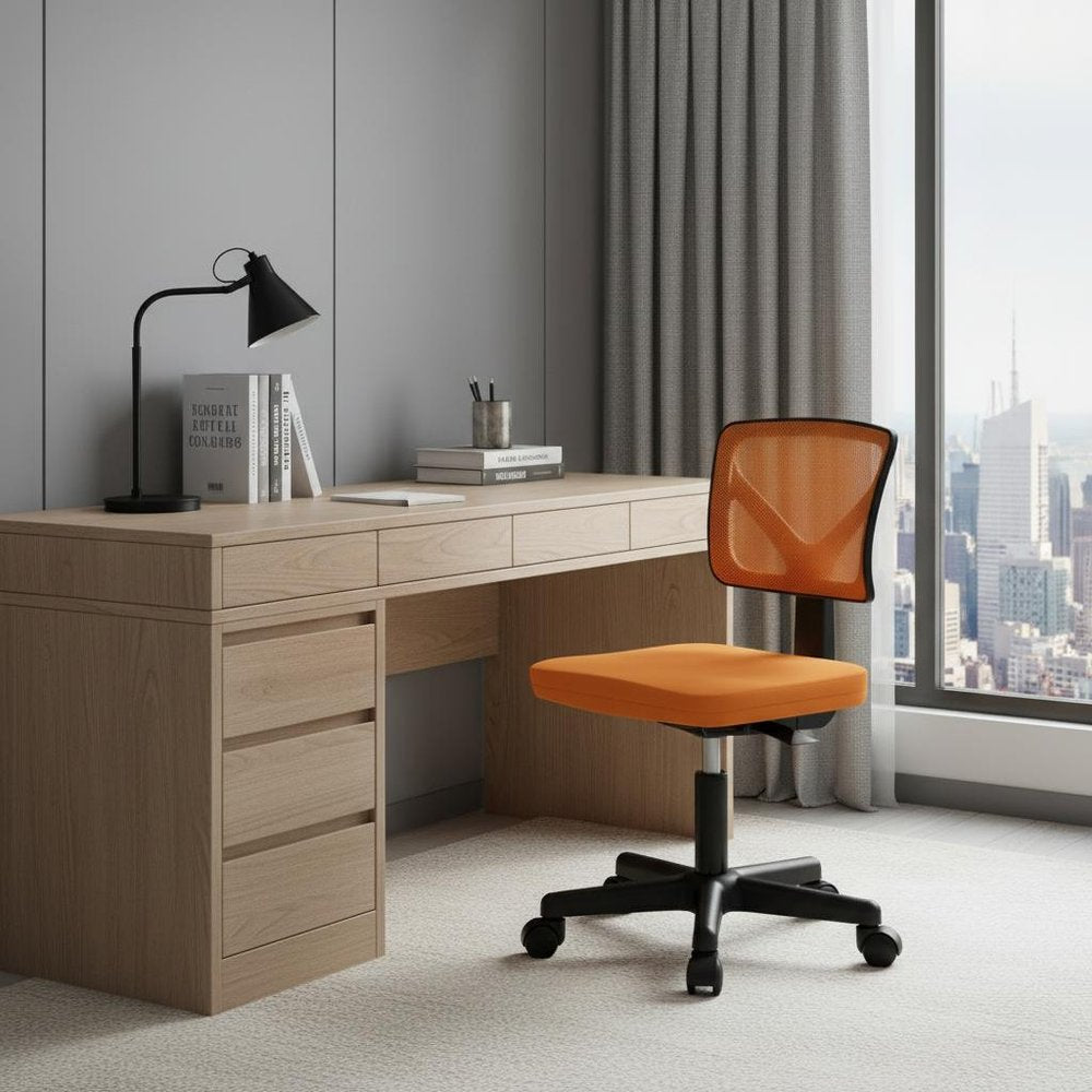 Black And Orange And Black Swivel Rolling Office Chair