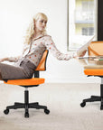 Black And Orange And Black Swivel Rolling Office Chair