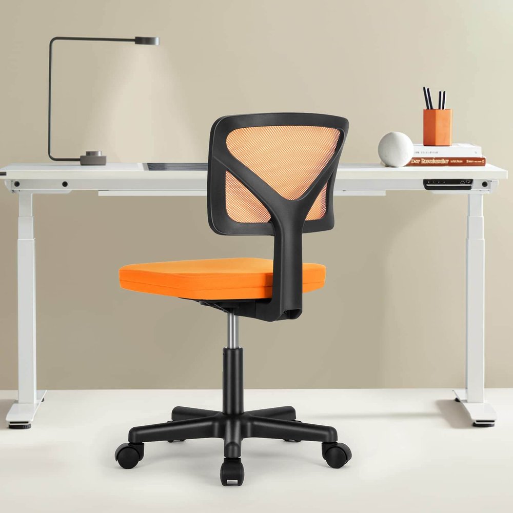 Black And Orange And Black Swivel Rolling Office Chair