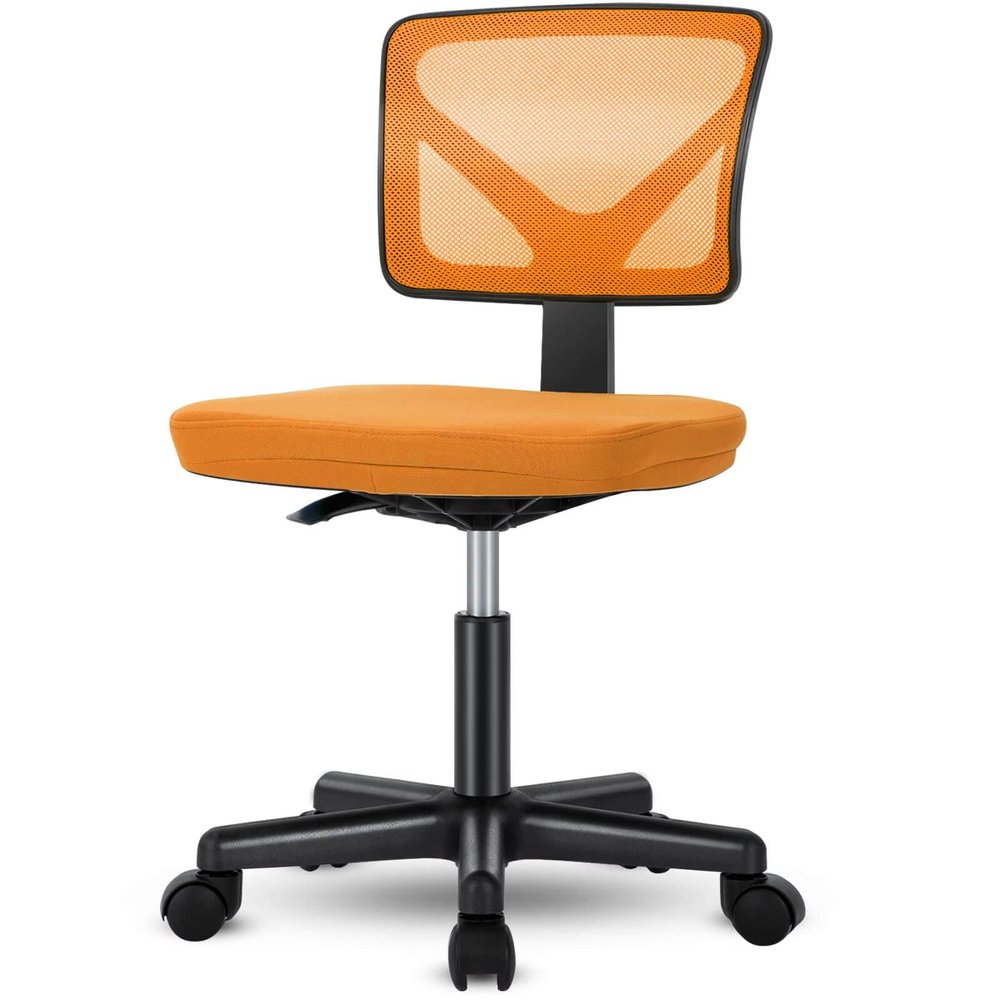 Black And Orange And Black Swivel Rolling Office Chair