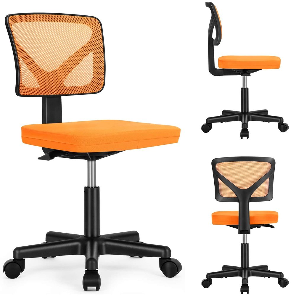 Black And Orange And Black Swivel Rolling Office Chair