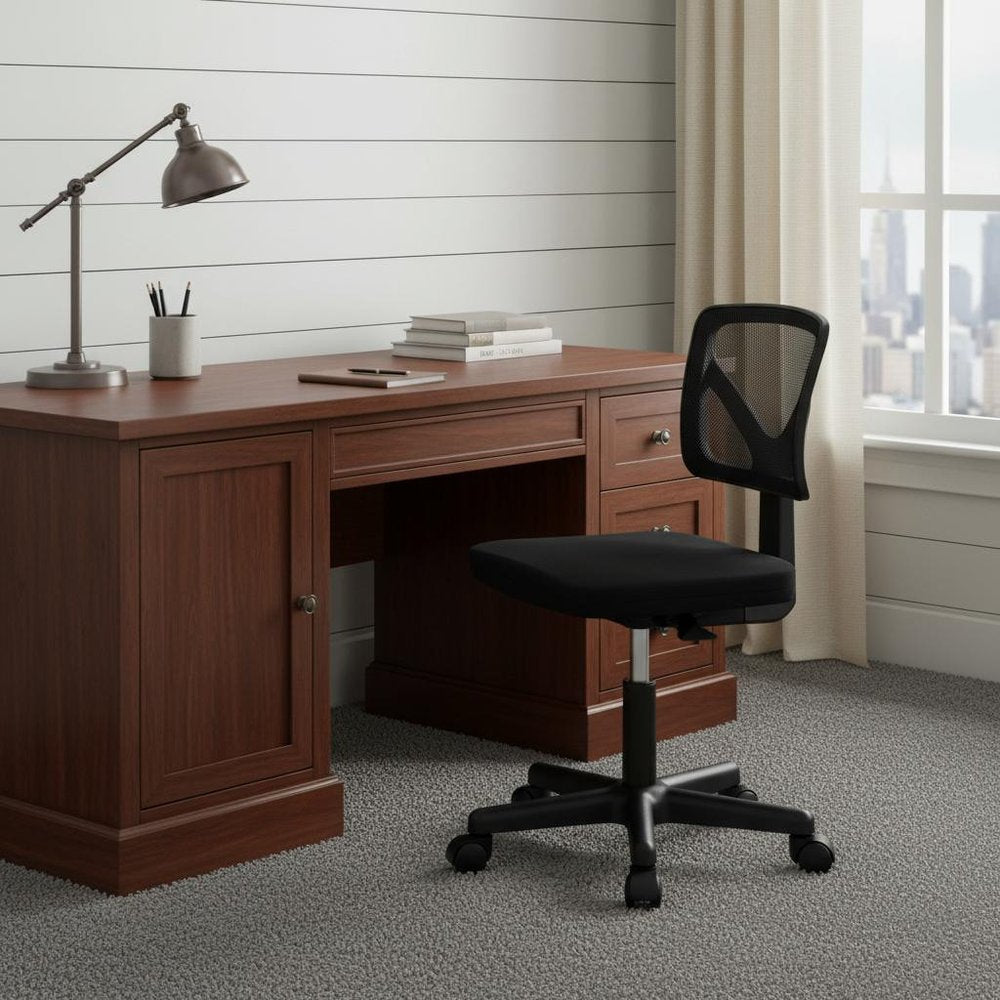 Black And Orange And Black Swivel Rolling Office Chair
