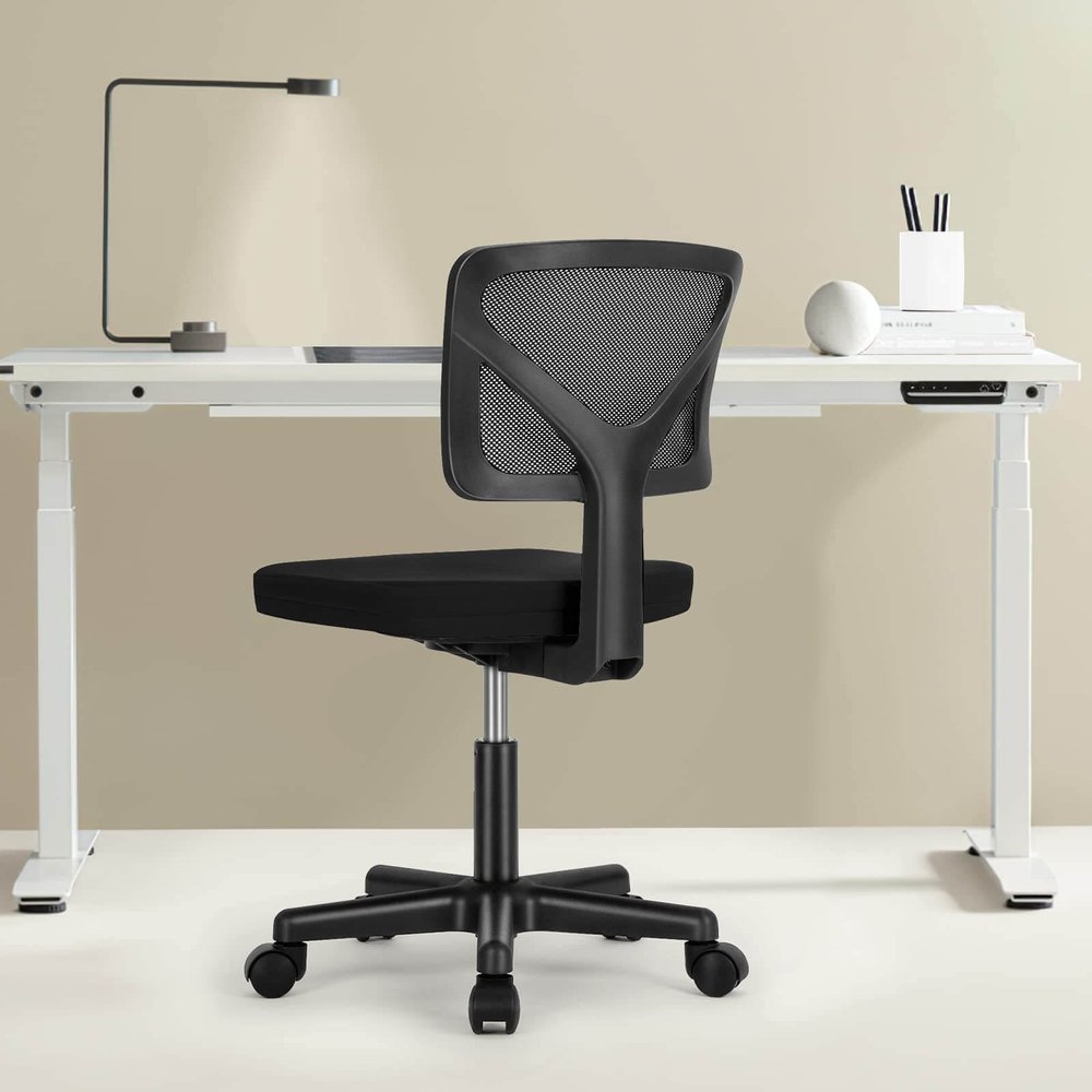 Black And Orange And Black Swivel Rolling Office Chair