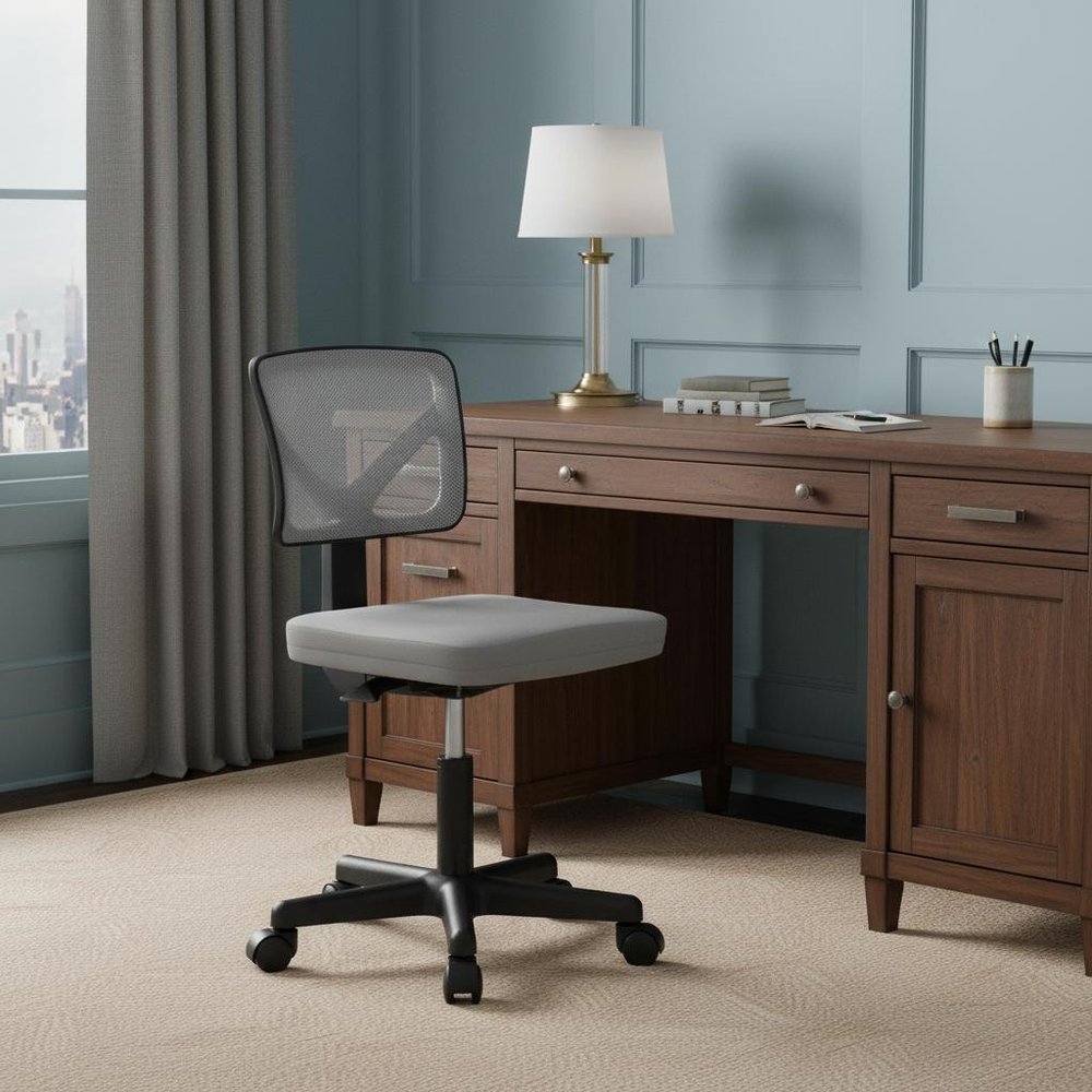Black And Orange And Black Swivel Rolling Office Chair
