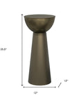 26" Textured Antiqued Gold Distressed Iron Round Pedestal End Table