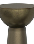 26" Textured Antiqued Gold Distressed Iron Round Pedestal End Table