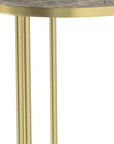 Set of Two Glossy Gray Stone and Gold Marble and Iron Round Nested Tables