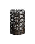 Set of Five Dark Brown Pierced Geometric Metal Tabletop Hurricane Candle Holders