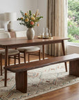 60" Brown Solid Wood Solid Wood Live Edge Dining Bench