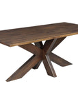 Seven Piece Brown Solid Wood Dining Set with Six Chairs