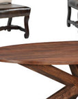 Seven Piece Brown Solid Wood Dining Set with Six Chairs