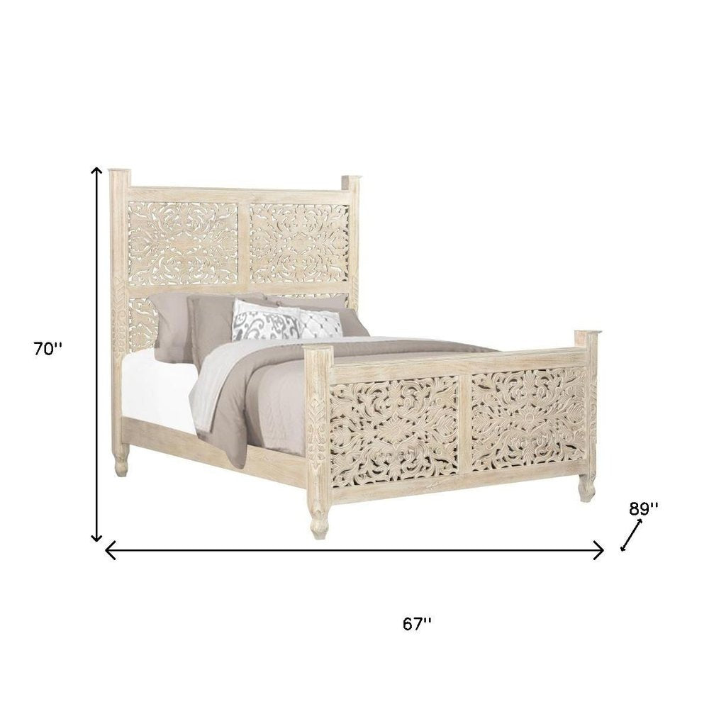 Three Piece White Solid Wood Bedroom Set