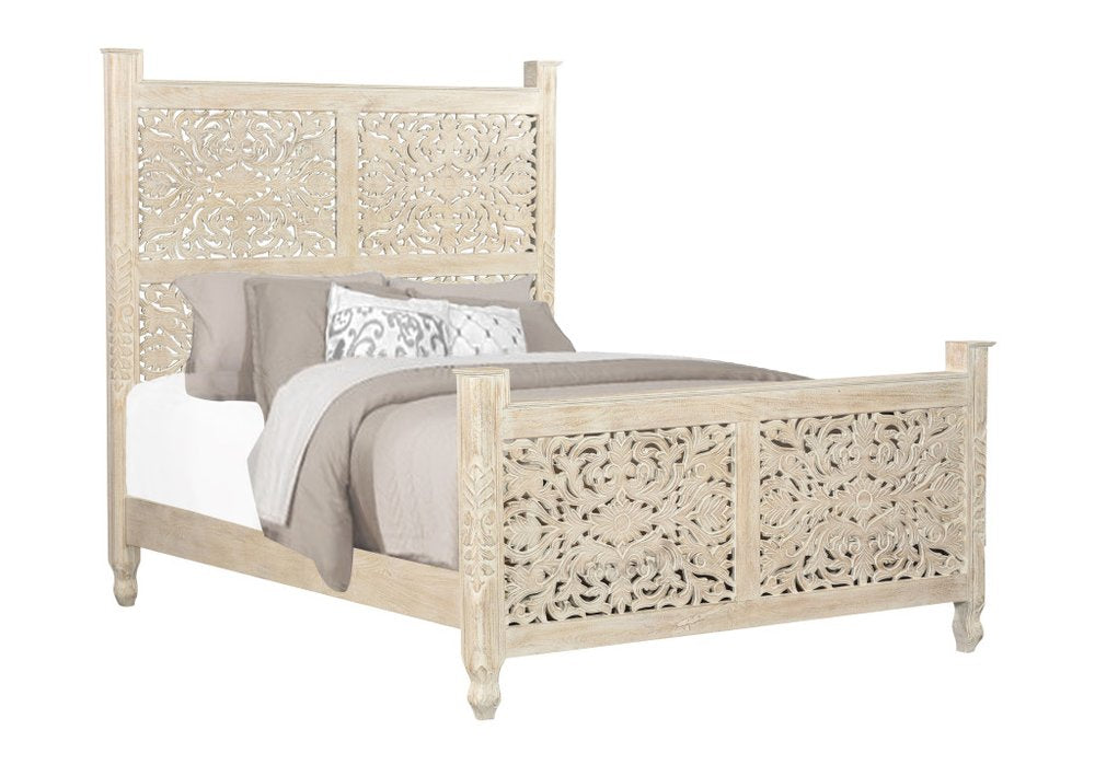 Three Piece White Solid Wood Bedroom Set