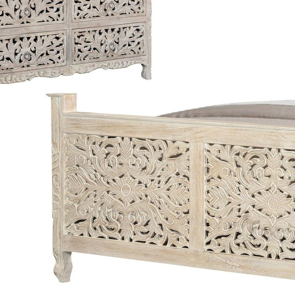 Three Piece White Solid Wood Bedroom Set
