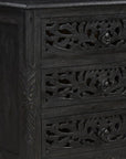 Three Piece Black Solid Wood Bedroom Set
