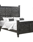 Three Piece Black Solid Wood Bedroom Set