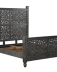 Three Piece Black Solid Wood Bedroom Set