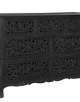 Three Piece Black Solid Wood Bedroom Set
