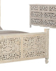Three Piece White Solid Wood Bedroom Set