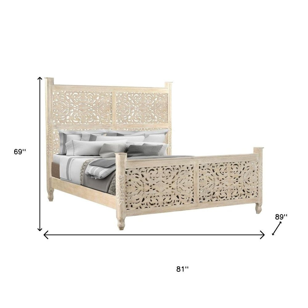 Three Piece White Solid Wood Bedroom Set