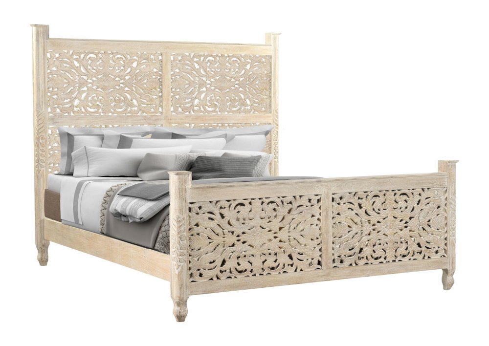 Three Piece White Solid Wood Bedroom Set