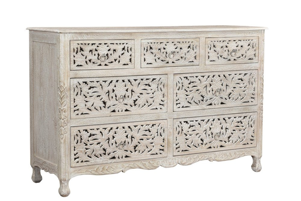 Three Piece White Solid Wood Bedroom Set
