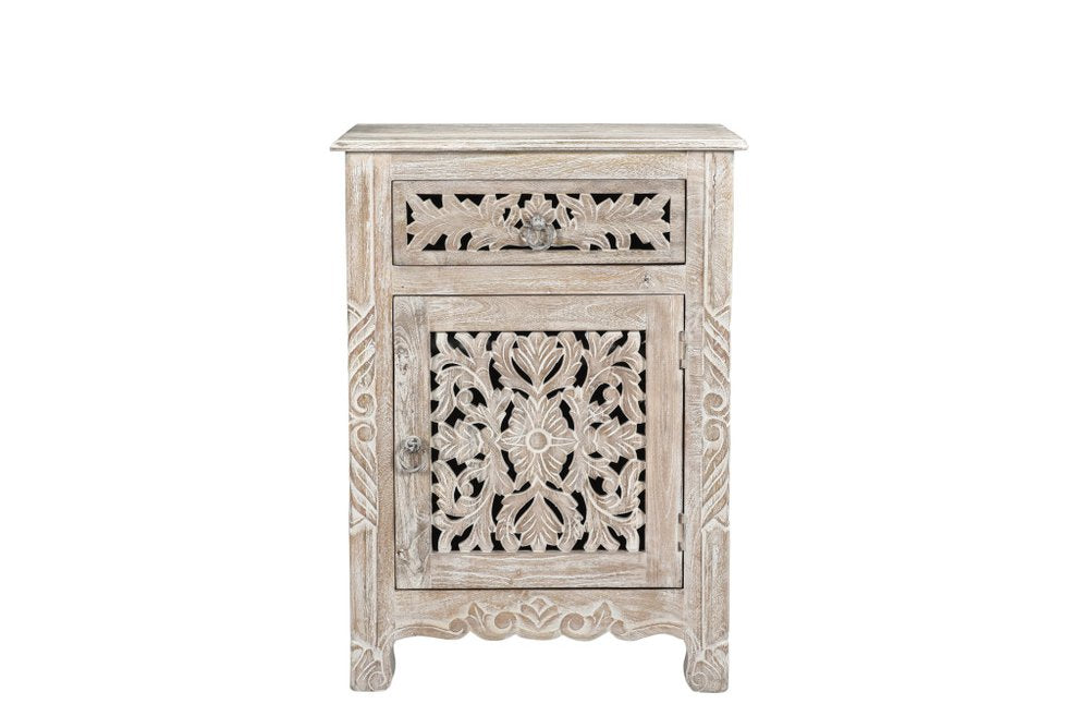 Three Piece White Solid Wood Bedroom Set