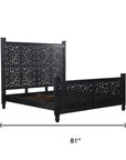 Three Piece Black Solid Wood Bedroom Set
