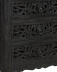 Three Piece Black Solid Wood Bedroom Set