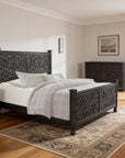 Three Piece Black Solid Wood Bedroom Set