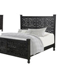 Three Piece Black Solid Wood Bedroom Set