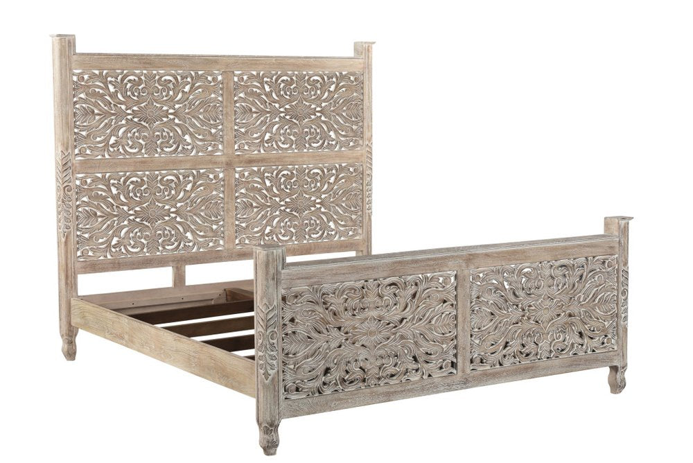 Three Piece Gray Solid Wood Bedroom Set