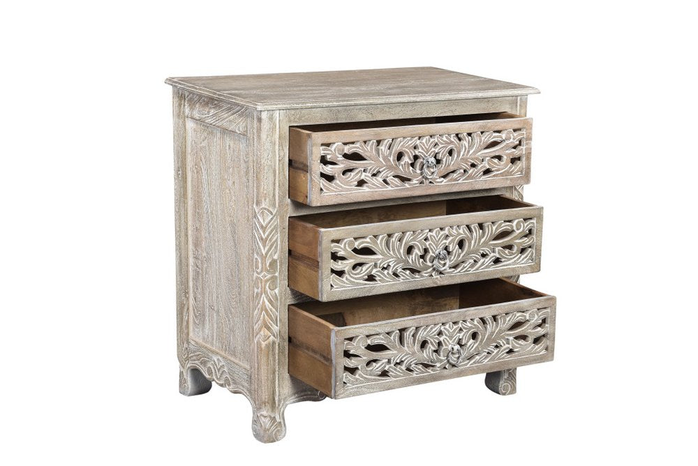 Three Piece Gray Solid Wood Bedroom Set