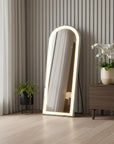 71" Clear Arch Lighted Freestanding and Wall Mount Frameless Full Length Mirror
