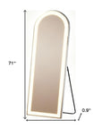 71" Clear Arch Lighted Freestanding and Wall Mount Frameless Full Length Mirror