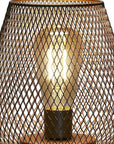 7" Black Battery Operated Novelty Bedside Lamp With Pierced Cone Shade