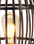 8" Black Battery Operated Novelty Bedside Lamp With Cage Shade