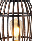 8" Black Battery Operated Novelty Bedside Lamp With Cage Shade