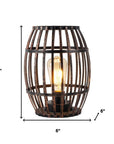 8" Black Battery Operated Novelty Bedside Lamp With Cage Shade