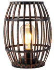 8" Black Battery Operated Novelty Bedside Lamp With Cage Shade