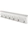 Six Hook 39" White Solid Wood Wall Mount Coat Rack