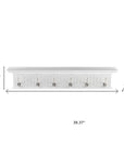 Six Hook 39" White Solid Wood Wall Mount Coat Rack