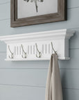 Four Hook 28" White Solid Wood Wall Mount Coat Rack