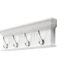 Four Hook 28" White Solid Wood Wall Mount Coat Rack