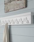 Eight Hook 51" White Solid Wood Wall Mount Coat Rack