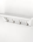 Four Hook 28" White Solid Wood Wall Mount Coat Rack
