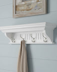 Four Hook 28" White Solid Wood Wall Mount Coat Rack