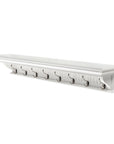 Eight Hook 51" White Solid Wood Wall Mount Coat Rack